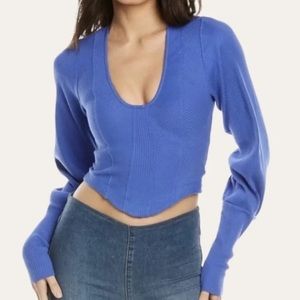 Free People Petra - Blue Crop Top